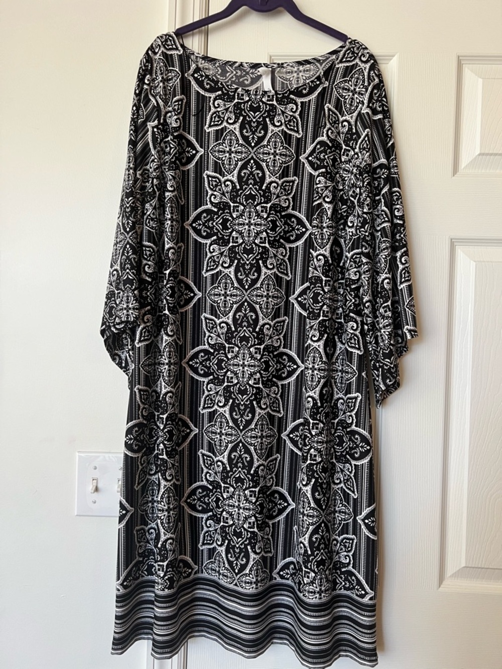 Black & White Printed Midi Dress